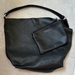Barney’s Black Leather Shoulder Bag with Pouch